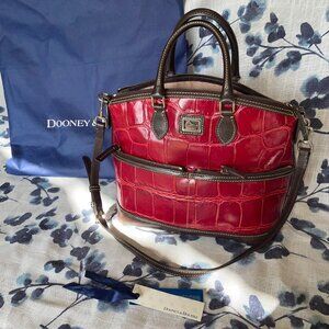 Dooney & Bourke Red Dillen Croc Embossed Bag Double Pocket